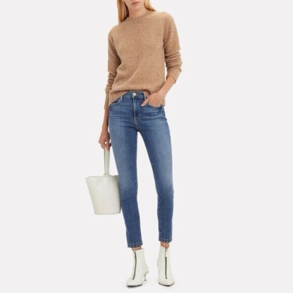 Frame Denim Denim - FRAME Le High Skinny Jeans Hazelwood Studded Ankle 24 #A1278